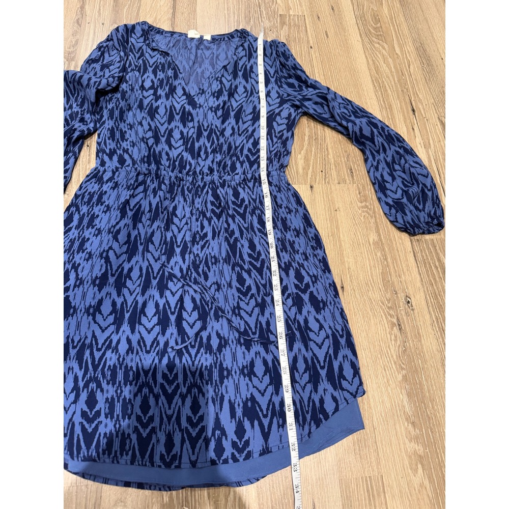 Gap Blue Ikat Print V-Neck Long Sleeve Mini Dress Small Boho Summer Beach - Picture 10 of 10